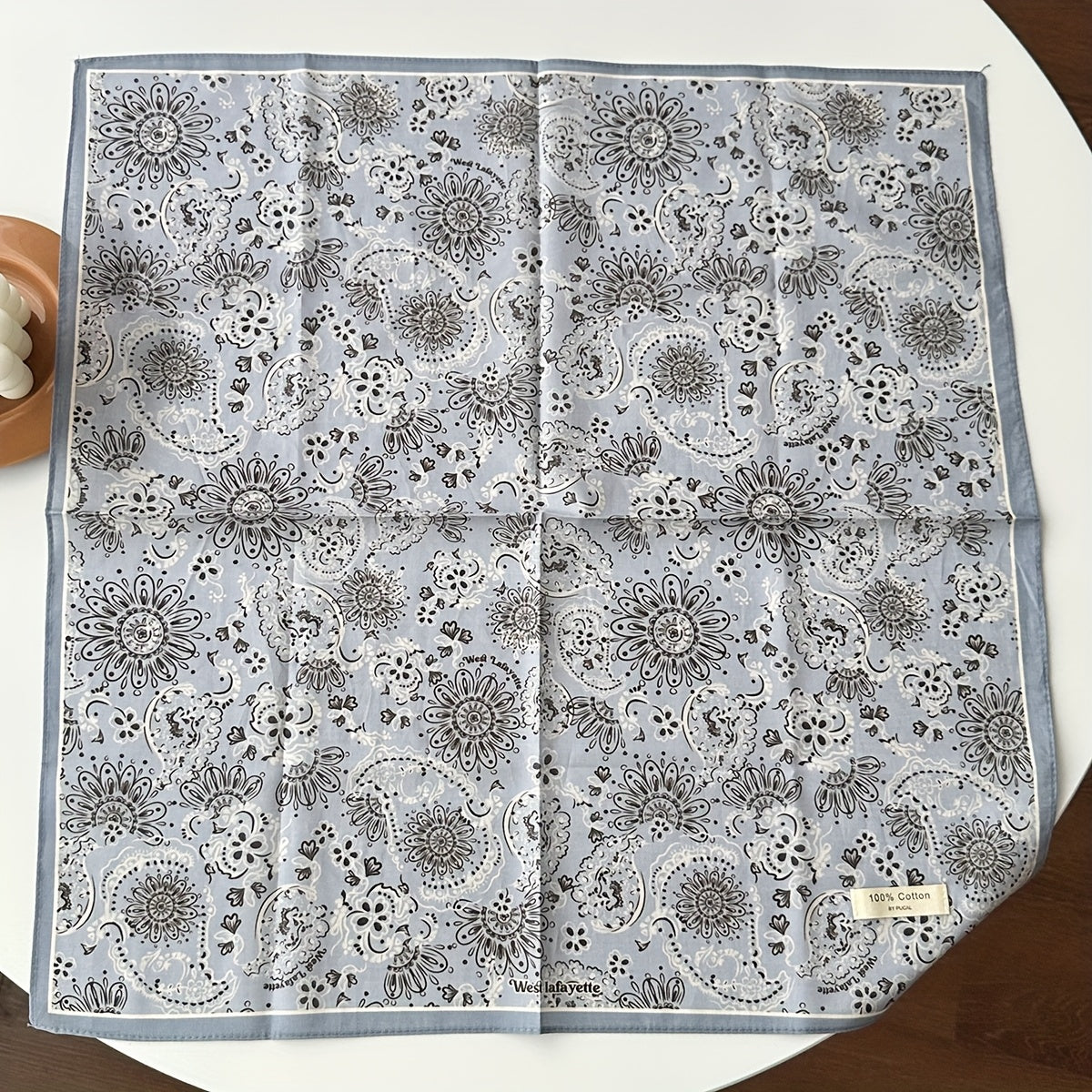 Vintage Cotton Square Scarf – Lightweight Dog Print Design