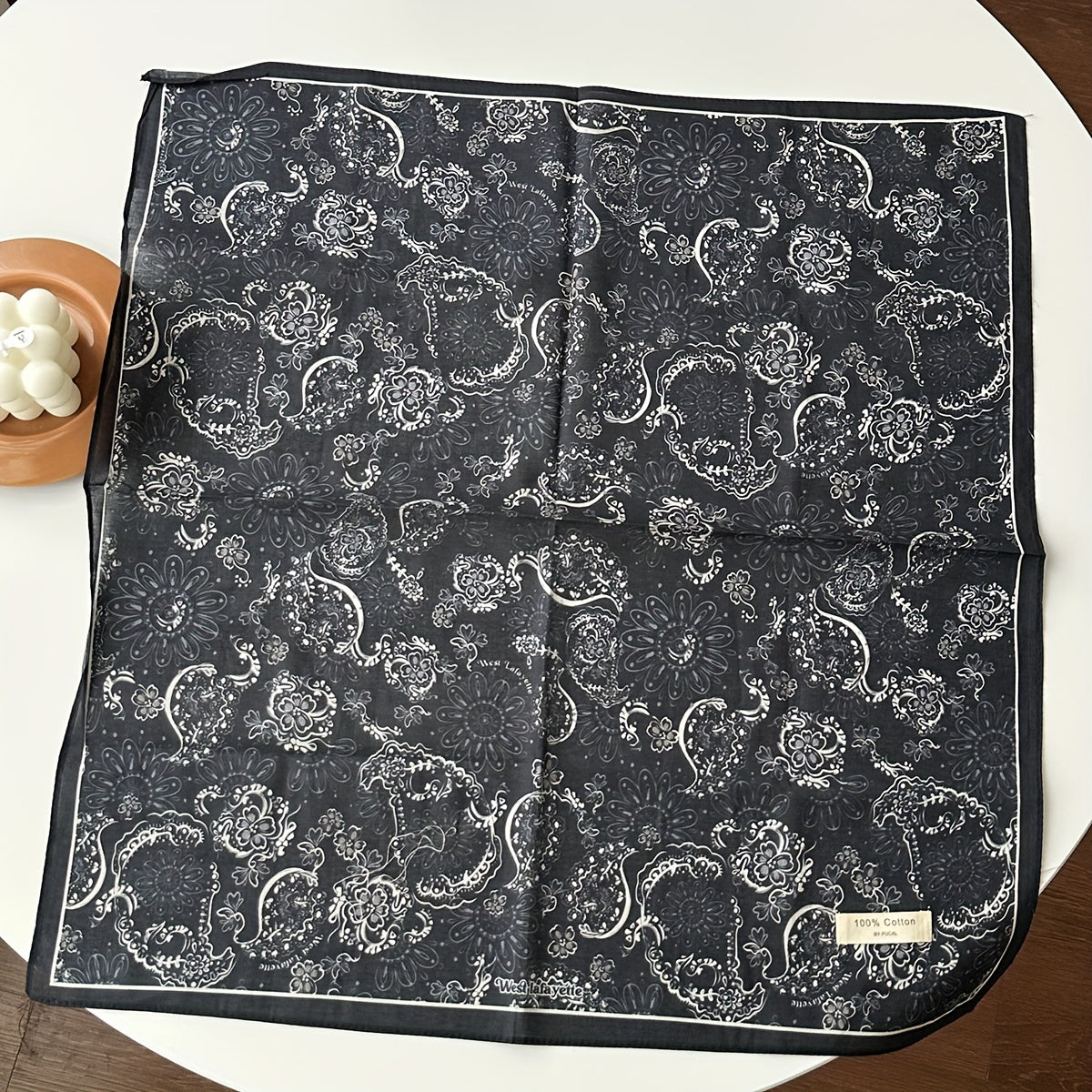 Vintage Cotton Square Scarf – Lightweight Dog Print Design