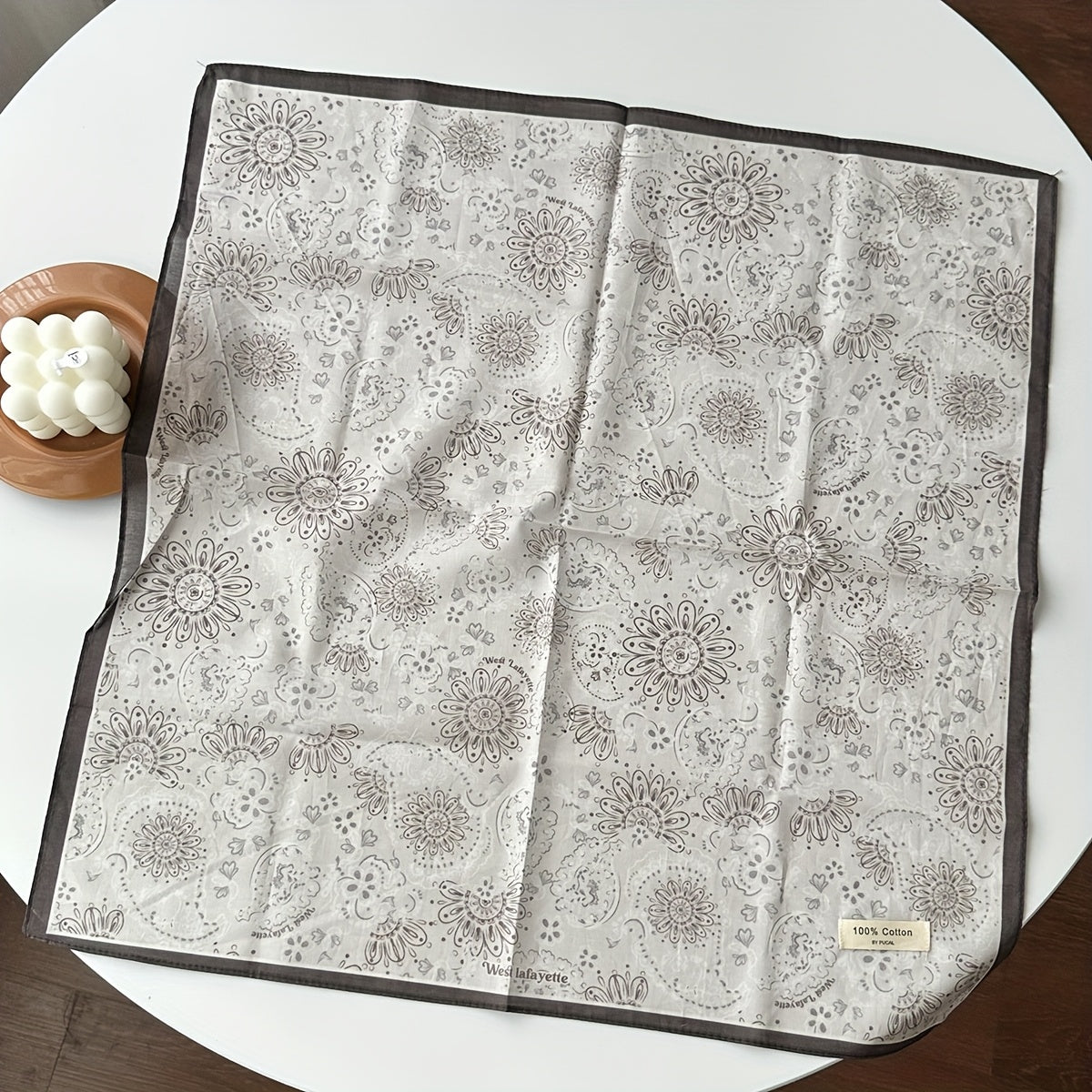 Vintage Cotton Square Scarf – Lightweight Dog Print Design