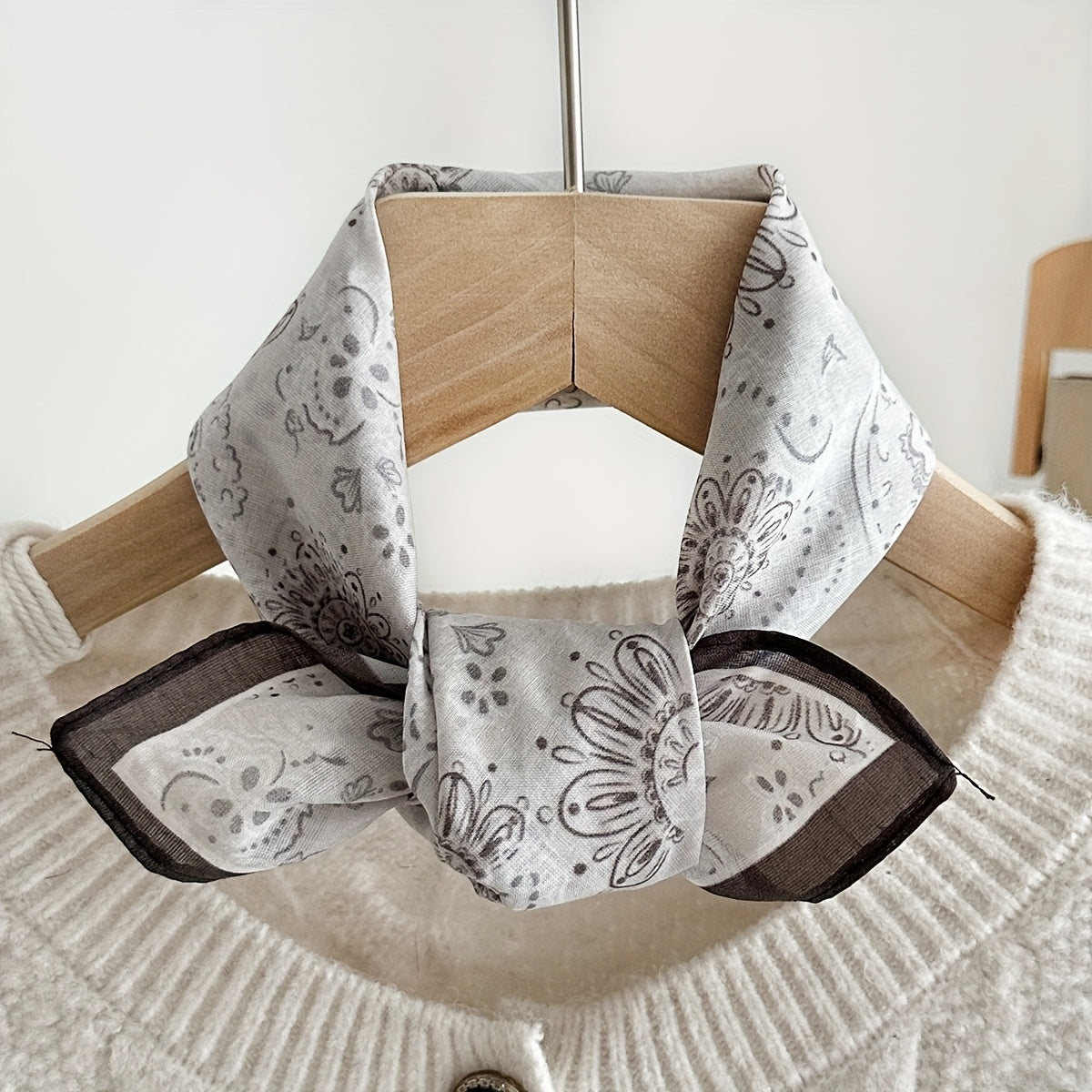 Vintage Cotton Square Scarf – Lightweight Dog Print Design