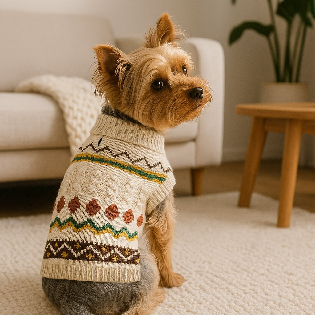 Classic Knit Christmas Pet Sweater – Soft & Cozy Turtleneck Design