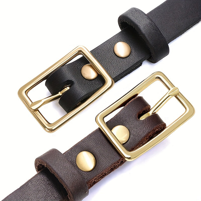 Premium Leather Dog Collar with Gold-Tone Buckle