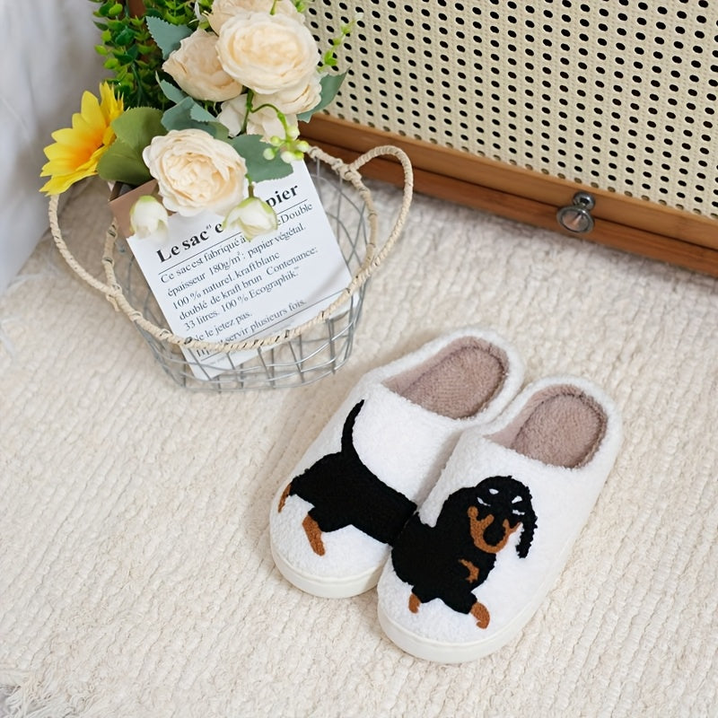 Plush Dachshund Slippers – Cozy Winter House Shoes (Unisex)