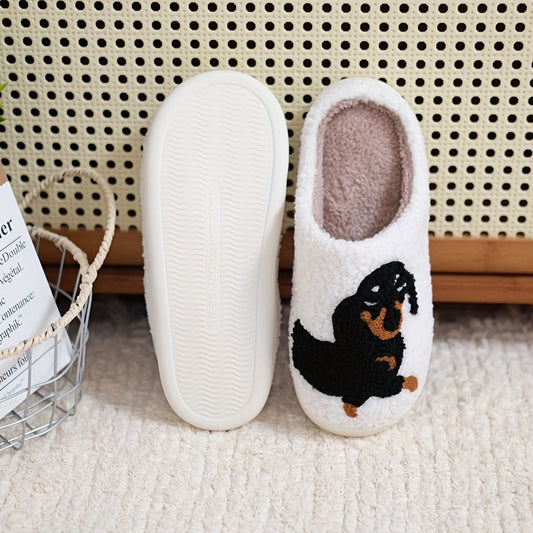 Plush Dachshund Slippers – Cozy Winter House Shoes (Unisex)