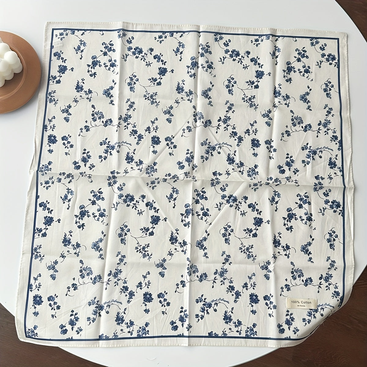 Vintage Cotton Square Scarf – Lightweight Dog Print Design