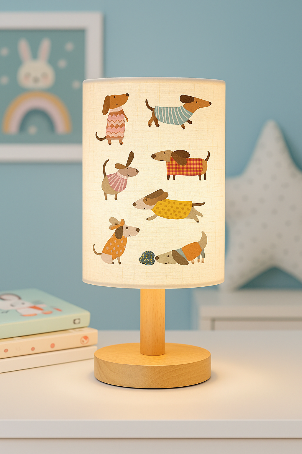 USB-Powered LED Bedside Lamp – Cute Dachshund Design