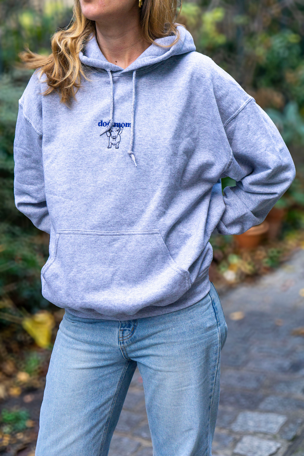 Unisex Cozy Hoodie – “Dog Mom” Embroidered Edition