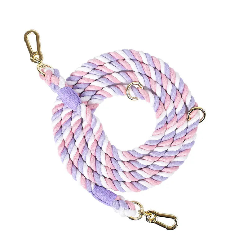Dog Leash - Soft Cotton Rainbow