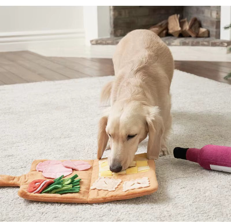 Dog Snuffle Mat Puzzle Toy "Menu" – Slow Feeder Plush Enrichment Toy for Dogs