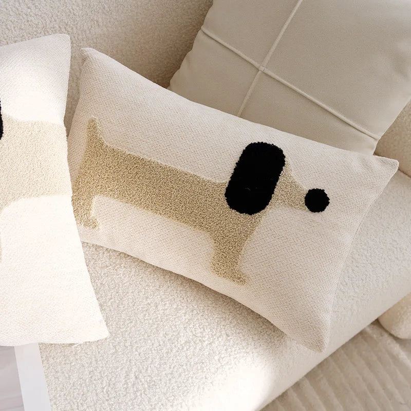 Housse de coussin décorative chien