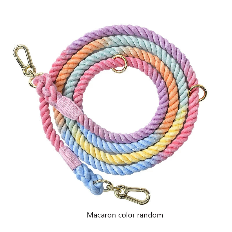 Dog Leash - Soft Cotton Rainbow