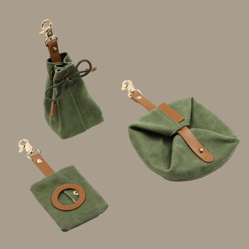 Canvas Dog Food & Water Bowl Set with Poop Bag