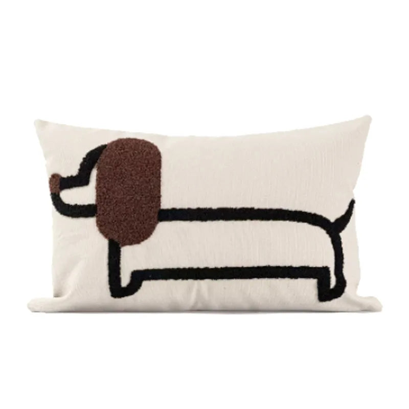 Housse de coussin décorative chien