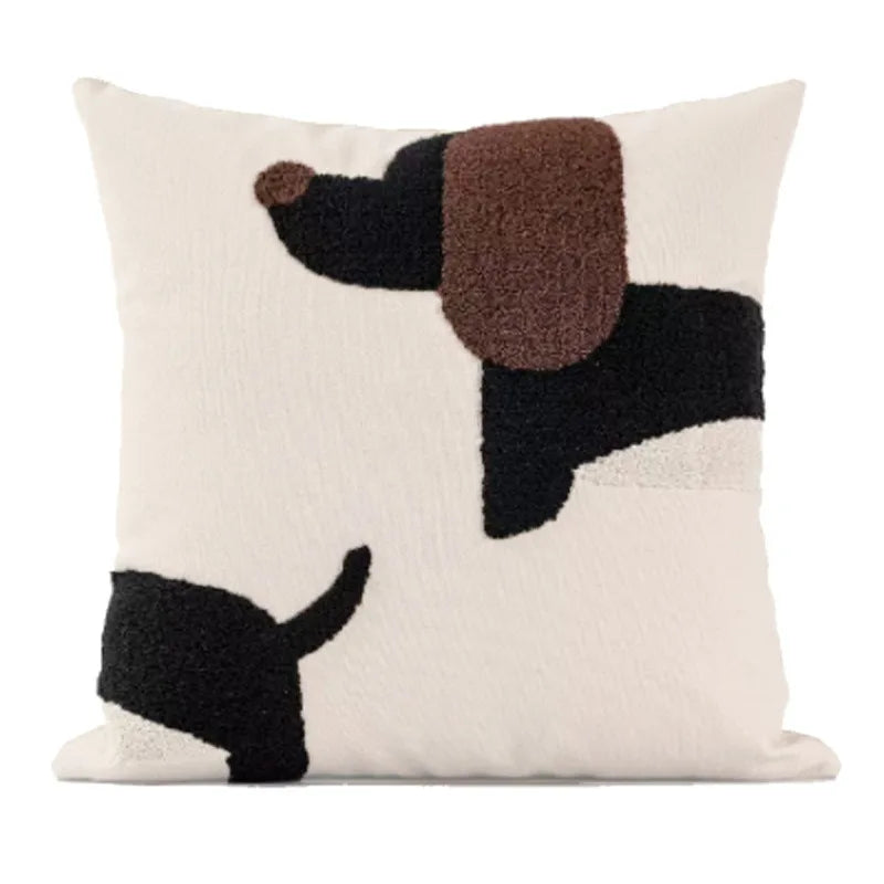 Housse de coussin décorative chien