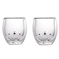 Cute Double-Wall Animal Glass Mug Set (2 Cups)
