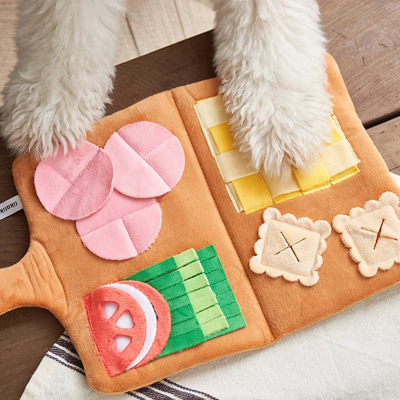 Dog Snuffle Mat Puzzle Toy "Menu" – Slow Feeder Plush Enrichment Toy for Dogs