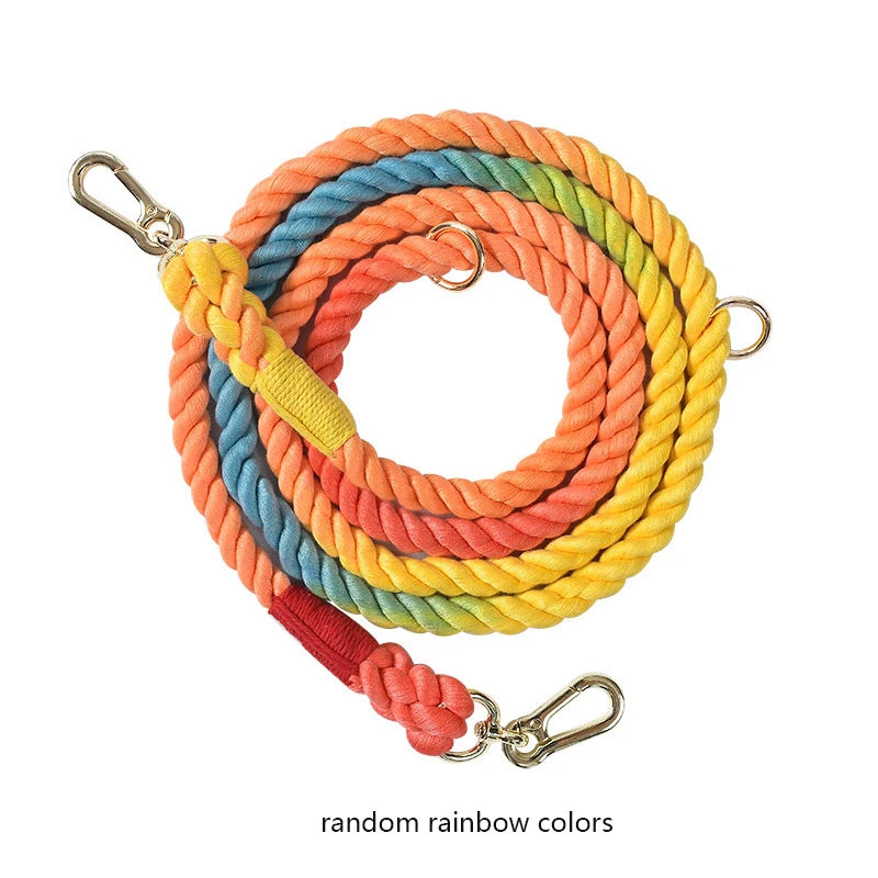 Dog Leash - Soft Cotton Rainbow