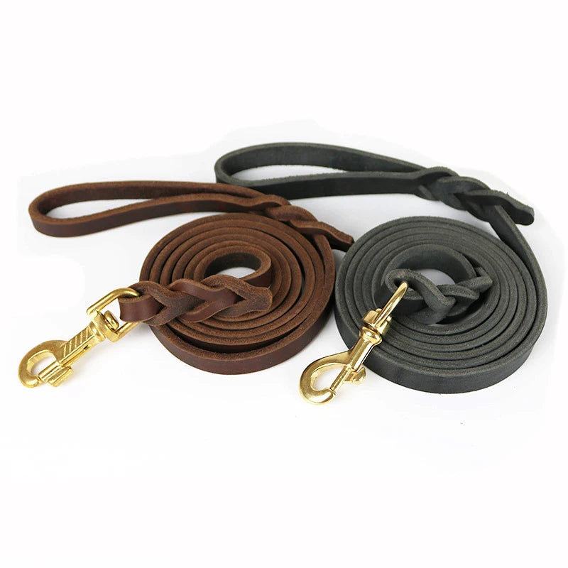 Genuine Leather Braided Dog Leash