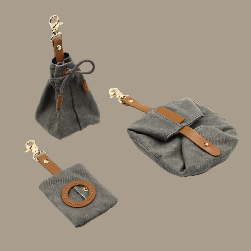 Canvas Dog Food & Water Bowl Set with Poop Bag