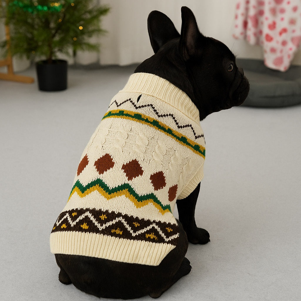 Classic Knit Christmas Pet Sweater – Soft & Cozy Turtleneck Design
