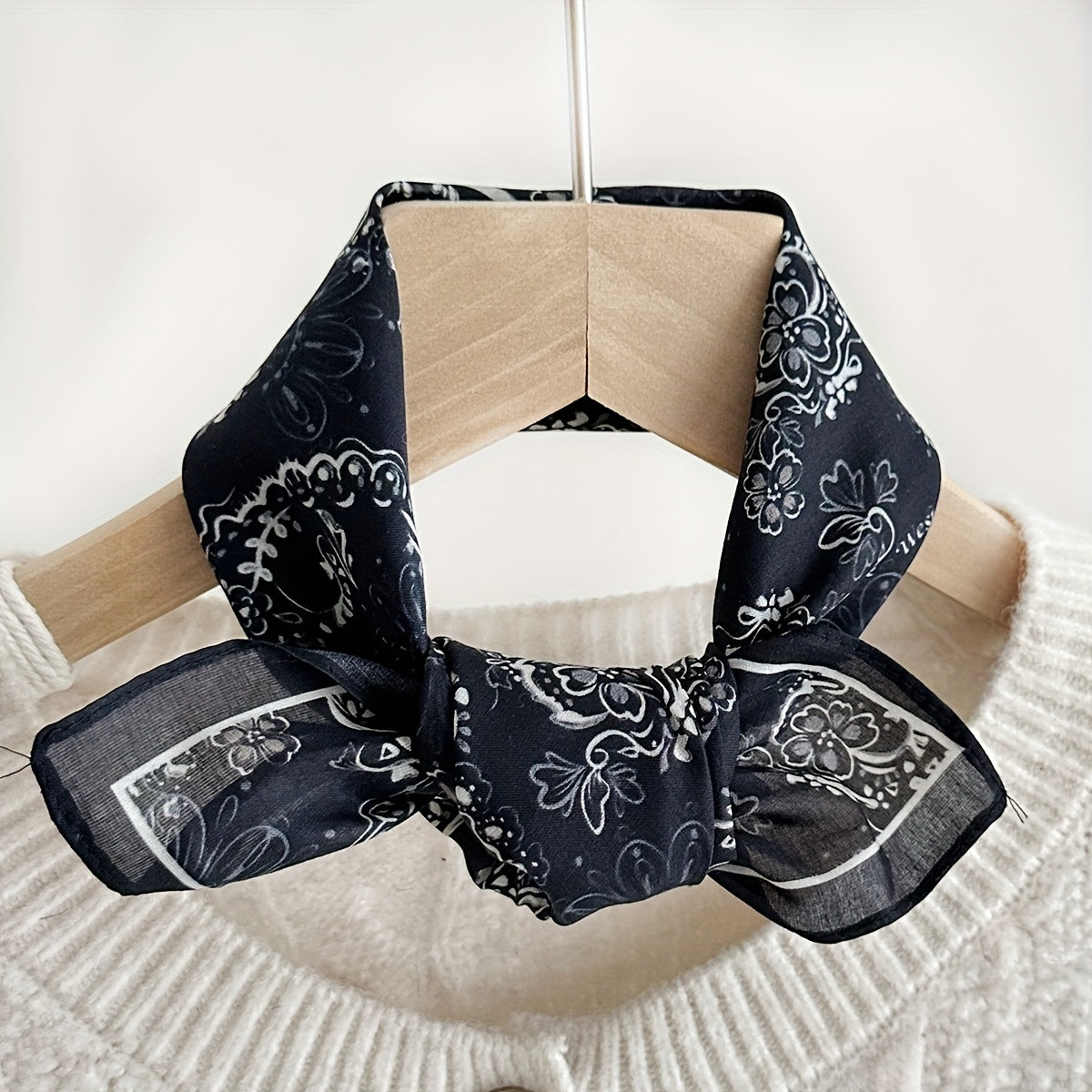 Vintage Cotton Square Scarf – Lightweight Dog Print Design