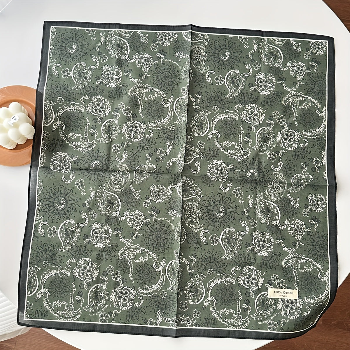 Vintage Cotton Square Scarf – Lightweight Dog Print Design