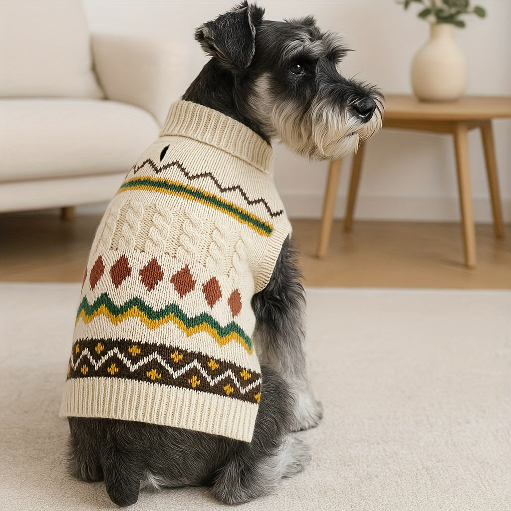 Classic Knit Christmas Pet Sweater – Soft & Cozy Turtleneck Design