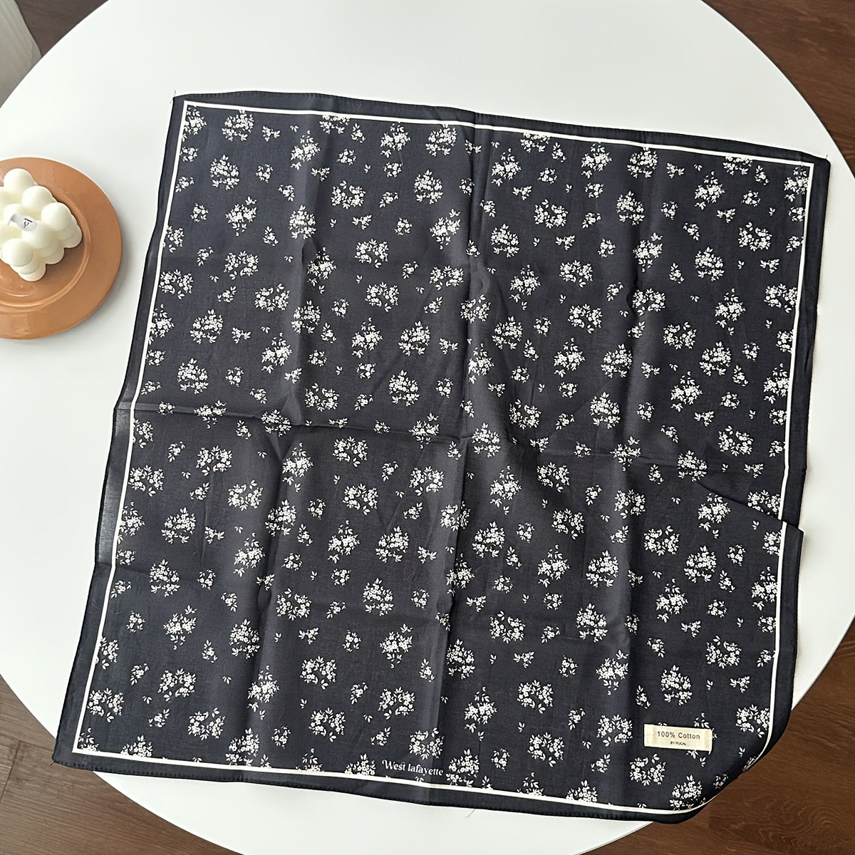 Vintage Cotton Square Scarf – Lightweight Dog Print Design