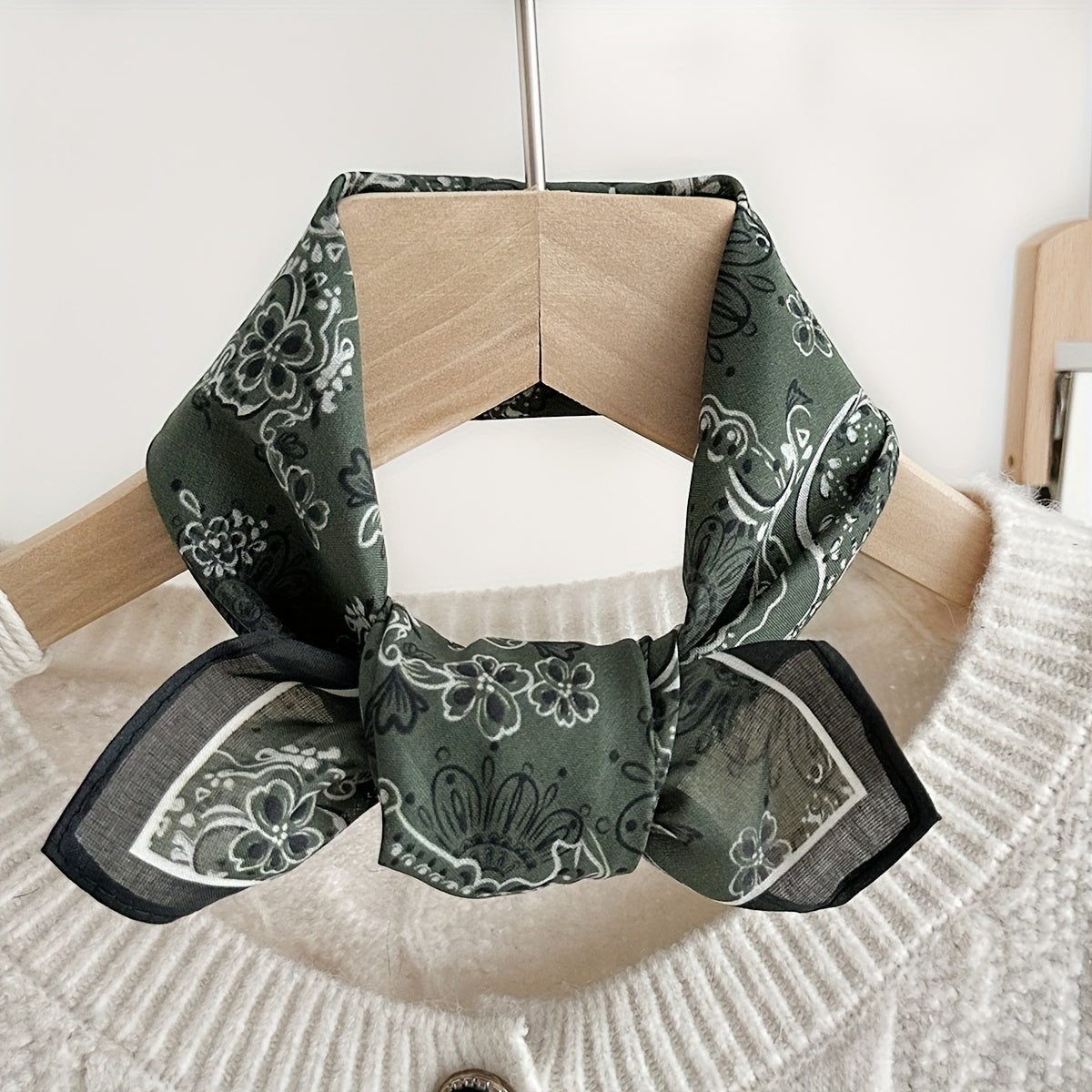 Vintage Cotton Square Scarf – Lightweight Dog Print Design