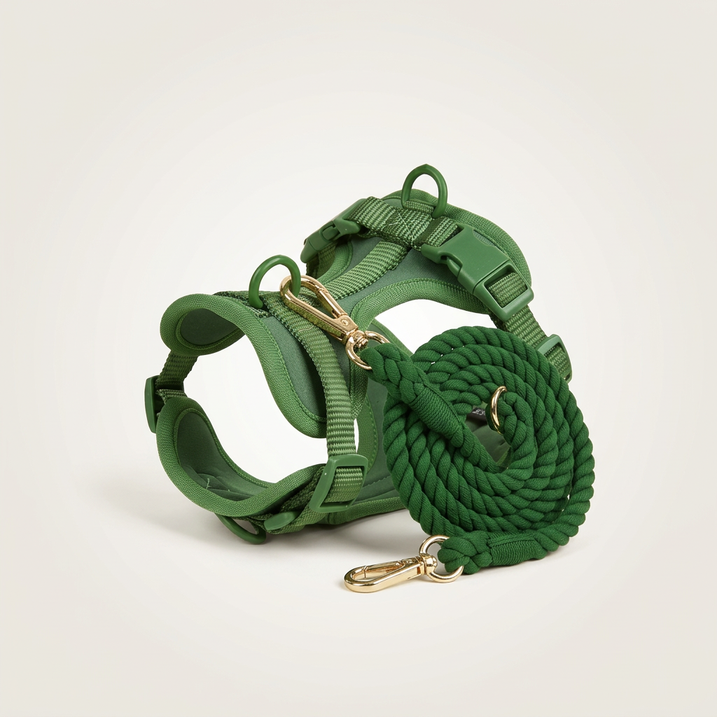 Set Leash and Harness "Green Dream"